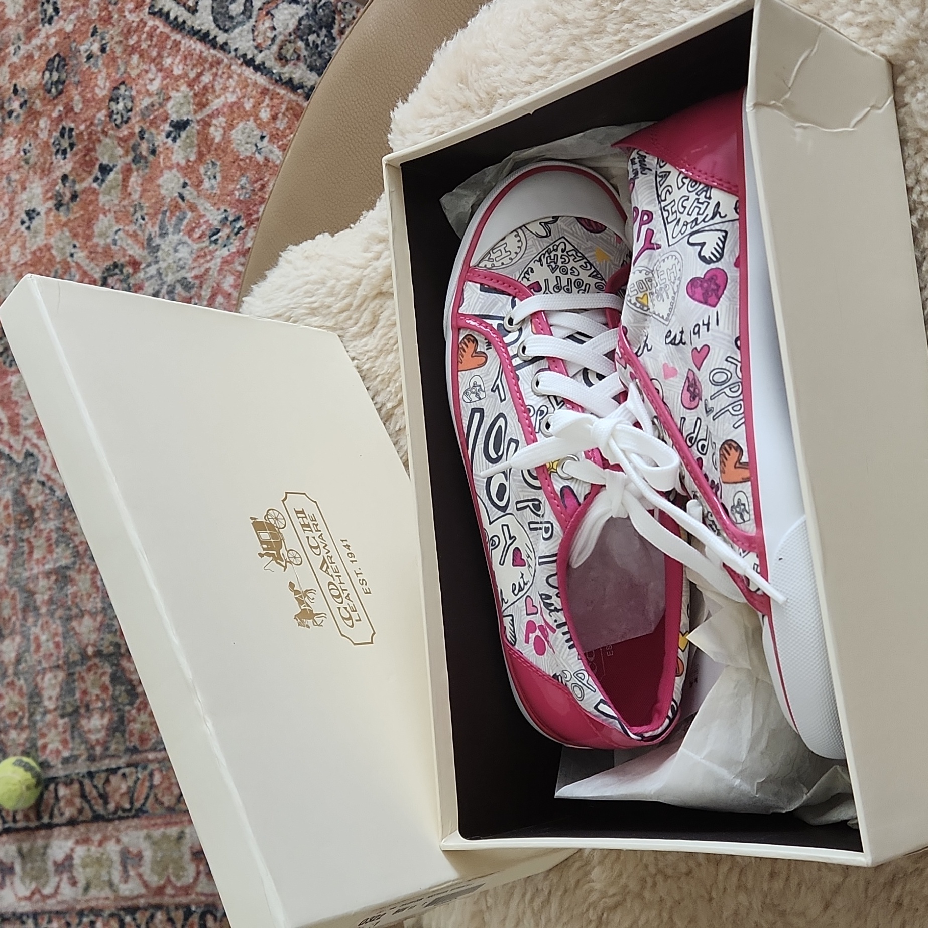 Nwt Iob Coach Pink Barrett Poppy Sneakers Women's Size 8.5